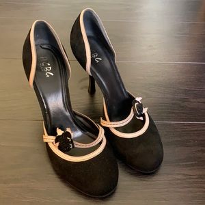 Black and cream Mary Jane heels